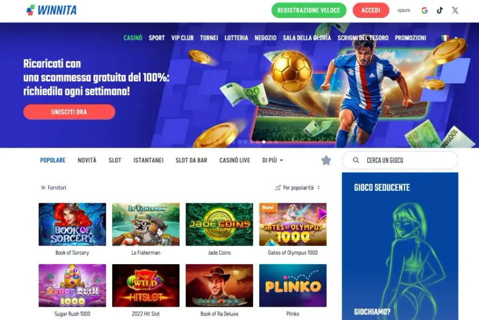 Panoramica dell’interfaccia Winnita Casino